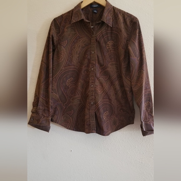 Chaps  paisley women button down shirt_/ blouse size large fitted - Picture 1 of 7